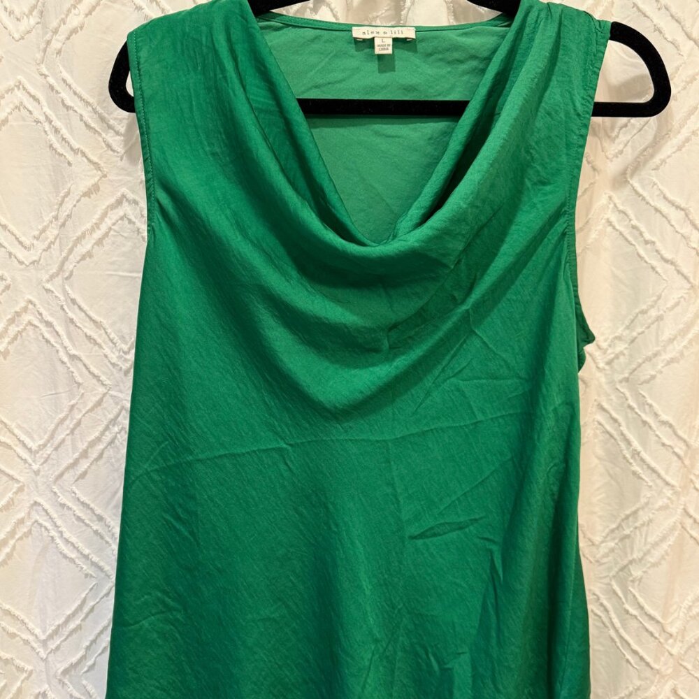 Alex & Lili Green Cowl Neck Tank Top